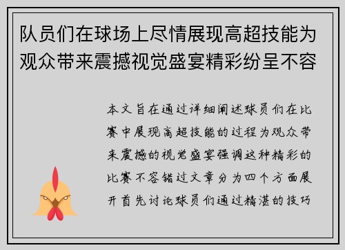 队员们在球场上尽情展现高超技能为观众带来震撼视觉盛宴精彩纷呈不容错过